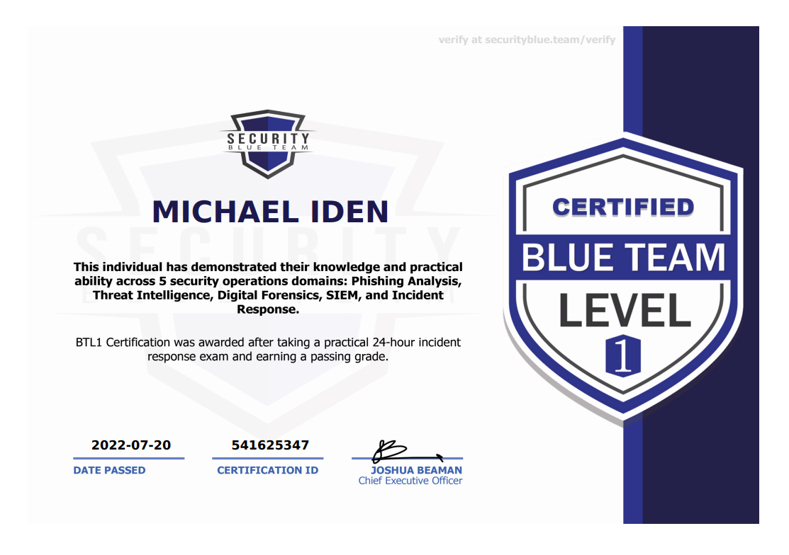 BTL1 badge